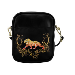 Awesome lion in gold and black Sling Bag (Model 1627)