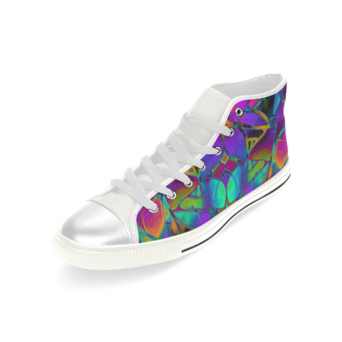 Floral Fractal Art G308 High Top Canvas Women's Shoes/Large Size (Model 017)