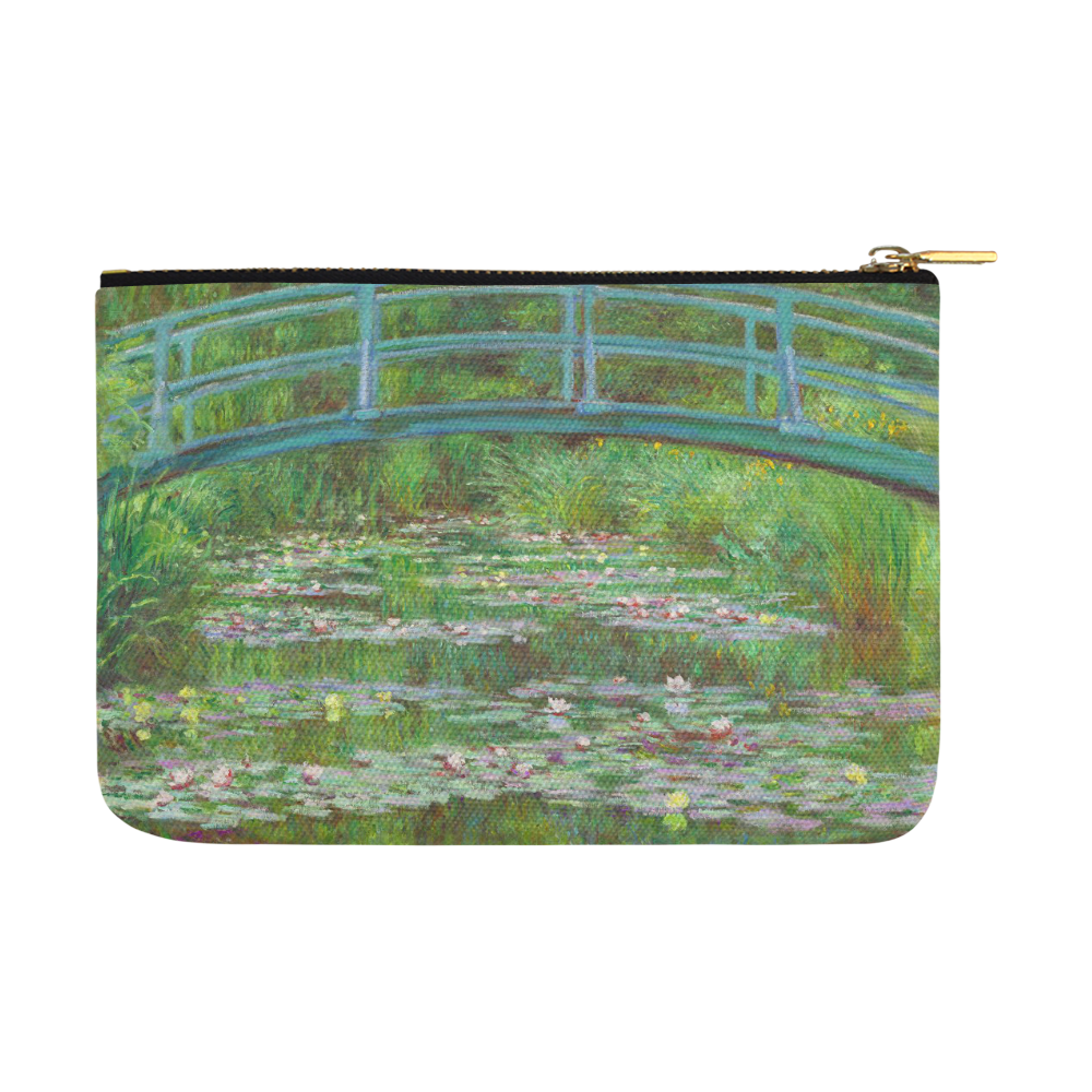 Monet Japanese Bridge Water Lily Pond Carry-All Pouch 12.5''x8.5''