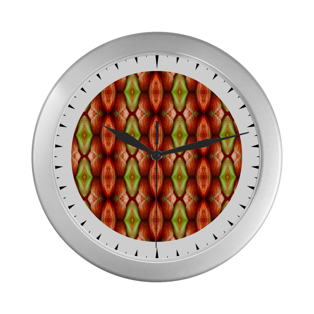 Melons Pattern Abstract  watch circular triangle point hand Silver Color Wall Clock