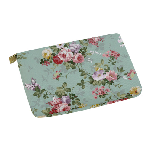 Vintage Beautiful Rose Floral Wallpaper Pattern Carry-All Pouch 12.5''x8.5''