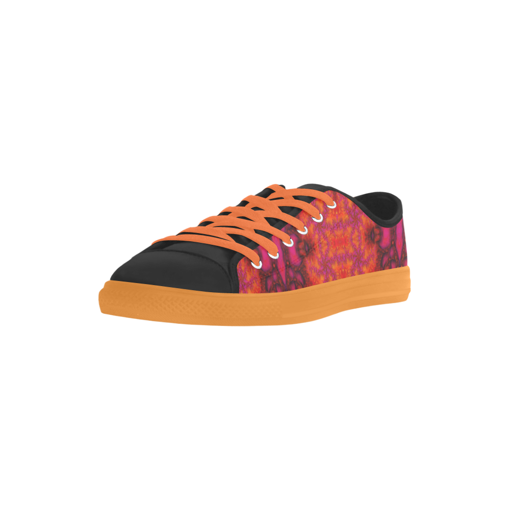 Orange Pink Fractal Pattern Aquila Microfiber Leather Women's Shoes (Model 031)