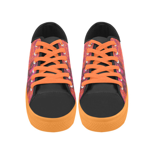 Pink Orange 3D Fractal Pattern Aquila Microfiber Leather Women's Shoes/Large Size (Model 031)
