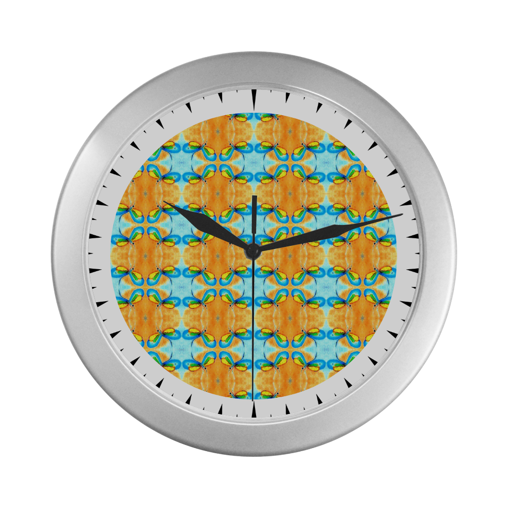 Dragonflies Summer Pattern Silver Color Wall Clock