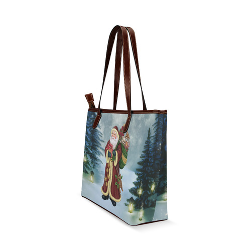 Santa Claus In The Forest - Christmas Shoulder Tote Bag (Model 1646)