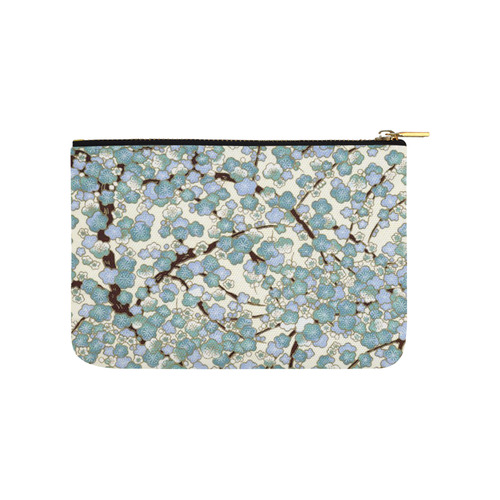 Blue Teal Sakura Fine Vintage Japanese Floral Carry-All Pouch 9.5''x6''