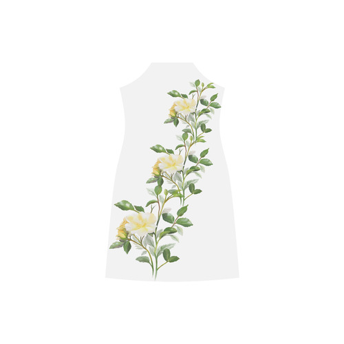 Yellow Rose V-Neck Open Fork Long Dress(Model D18)