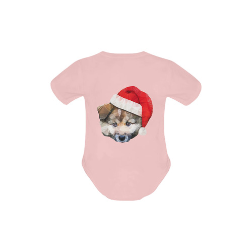 christmas santa dog Baby Powder Organic Short Sleeve One Piece (Model T28)