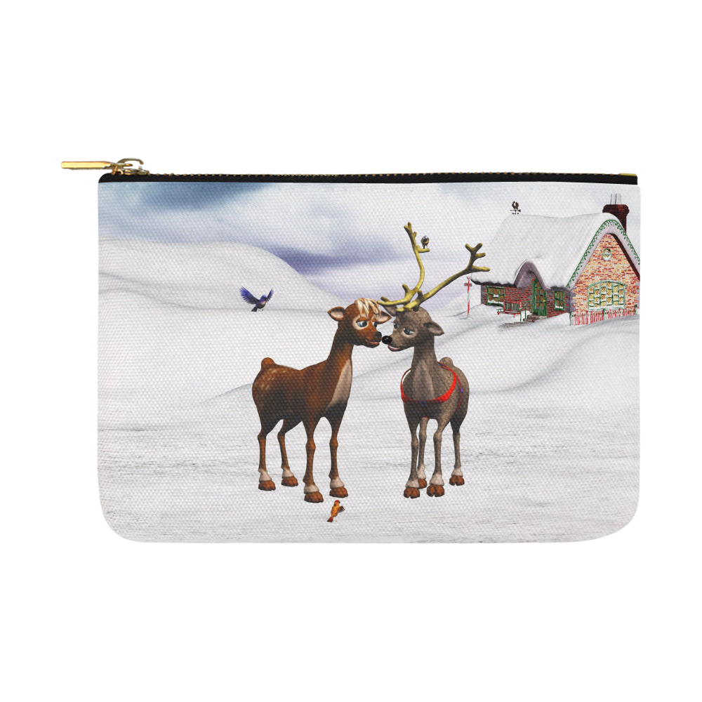 The reindeer love in a winter landscape Christmas Carry-All Pouch 12.5''x8.5''