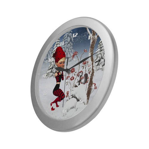 Winter Christmas Fairy Tale Silver Color Wall Clock