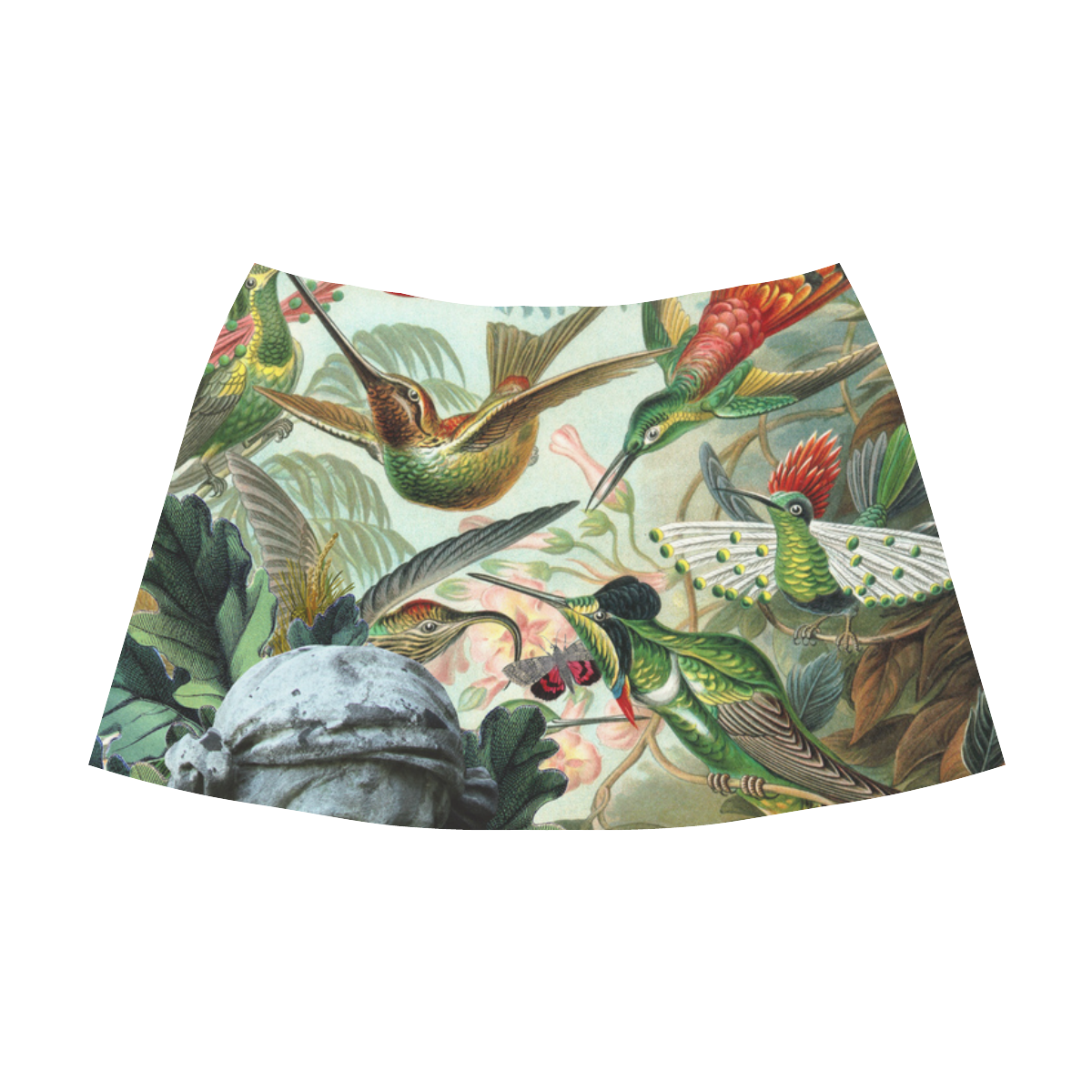 collage_mementomori_gloriasanchez1 Mnemosyne Women's Crepe Skirt (Model D16)