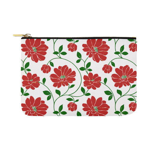 Red Flowers Cute Floral Wallpaper Carry-All Pouch 12.5''x8.5''