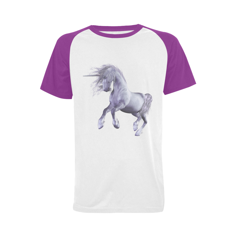 A dreamlike unicorn wades through the water Men's Raglan T-shirt Big Size (USA Size) (Model T11)
