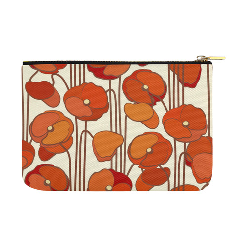 Red Poppies Vintage Art Deco Floral Carry-All Pouch 12.5''x8.5''
