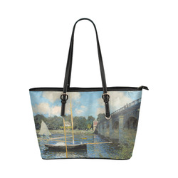 Claude Monet Bridge at Argenteuil Leather Tote Bag/Large (Model 1651)