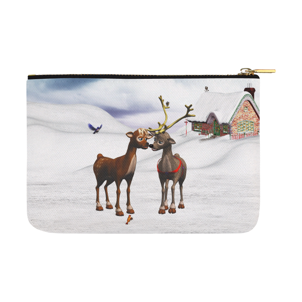 The reindeer love in a winter landscape Christmas Carry-All Pouch 12.5''x8.5''