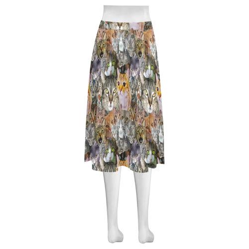 Cat pattern Mnemosyne Women's Crepe Skirt (Model D16)