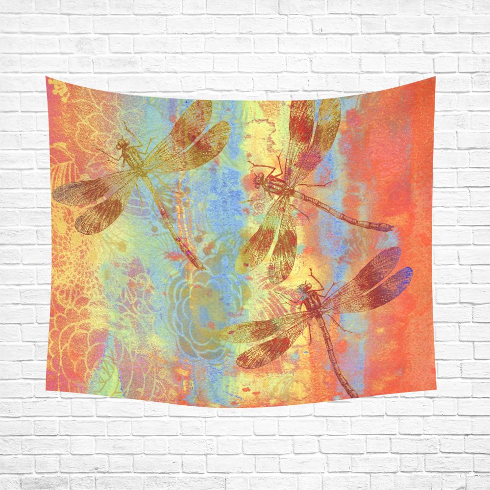 A Dragonflies QQW Cotton Linen Wall Tapestry 60"x 51"