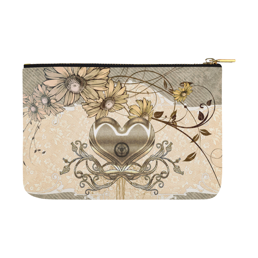 Wunderful heart with flowers Carry-All Pouch 12.5''x8.5''