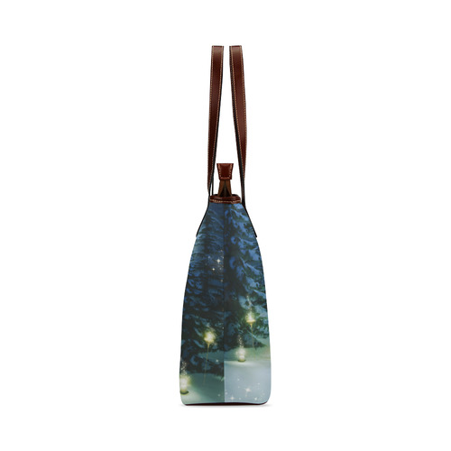 Santa Claus In The Forest - Christmas Shoulder Tote Bag (Model 1646)