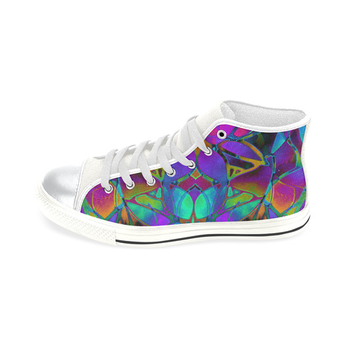 Floral Fractal Art G308 High Top Canvas Women's Shoes/Large Size (Model 017)