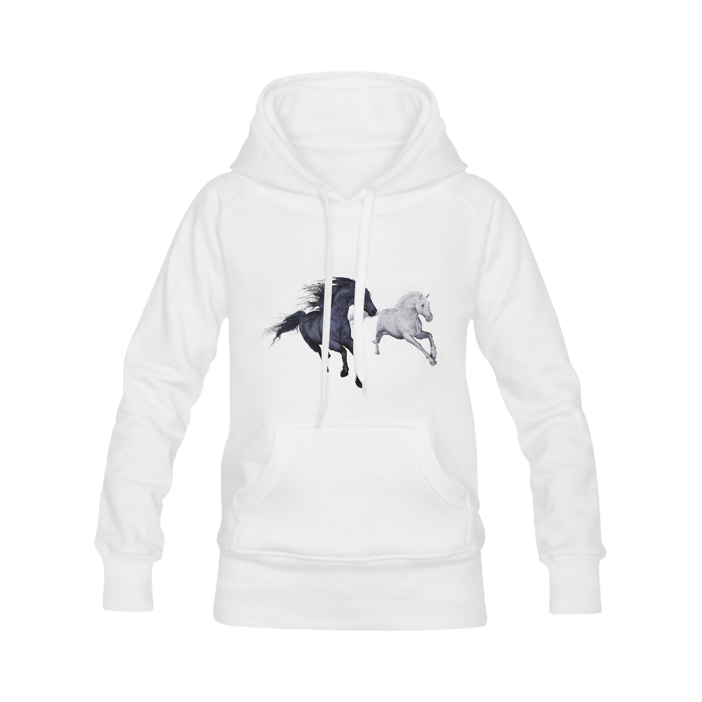 Two horses galloping through a winter landscape Men's Classic Hoodie (Remake) (Model H10)