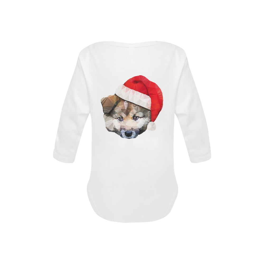 christmas santa dog Baby Powder Organic Long Sleeve One Piece (Model T27)