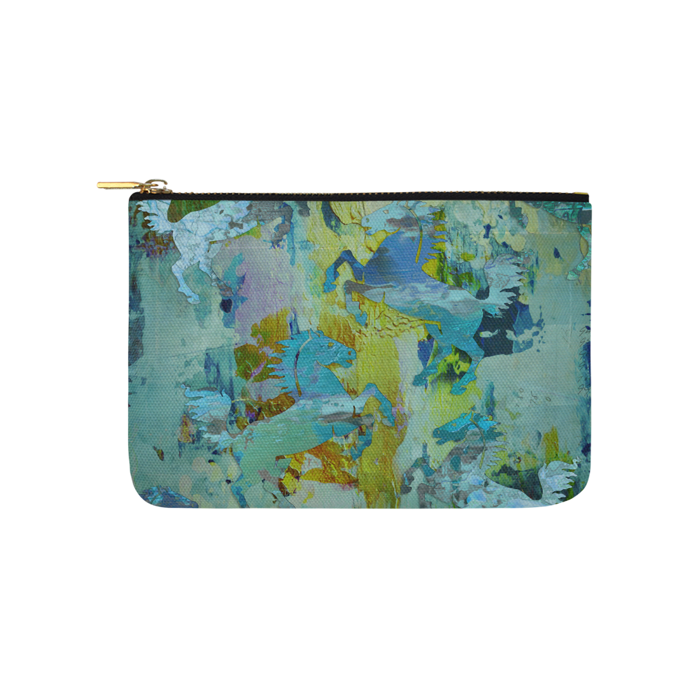 Rearing Horses grunge style painting Carry-All Pouch 9.5''x6''
