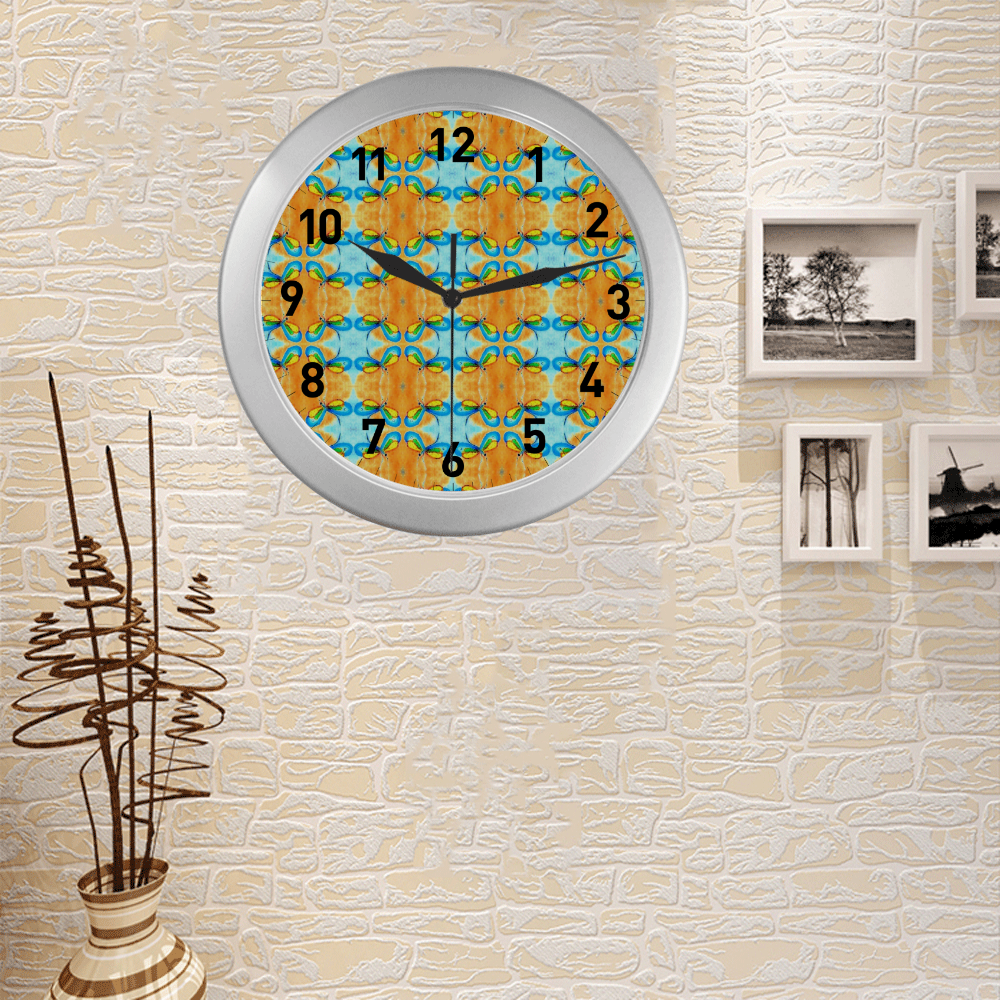 Dragonflies Summer Pattern  watch circular number hand Silver Color Wall Clock