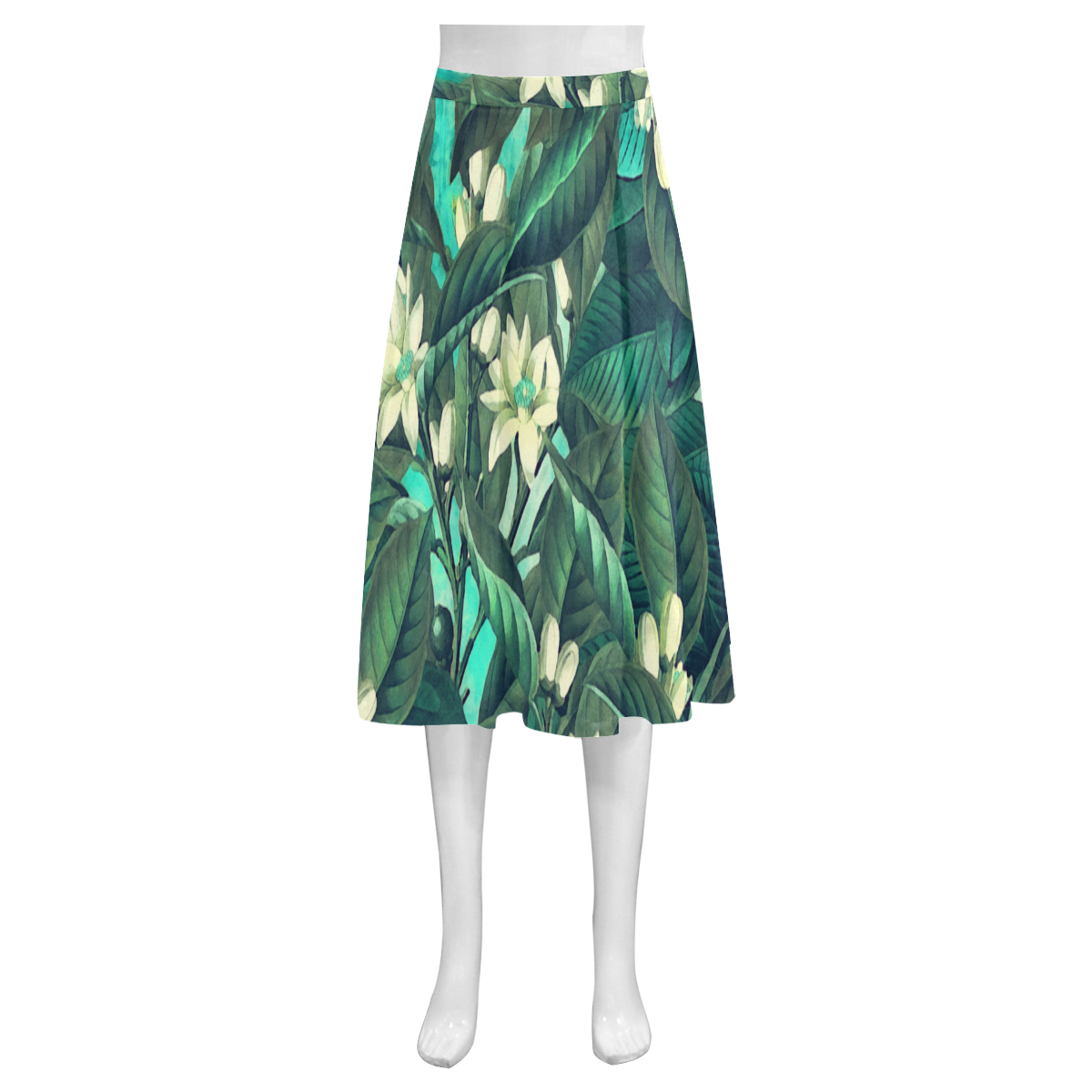 flowers Mnemosyne Women's Crepe Skirt (Model D16)