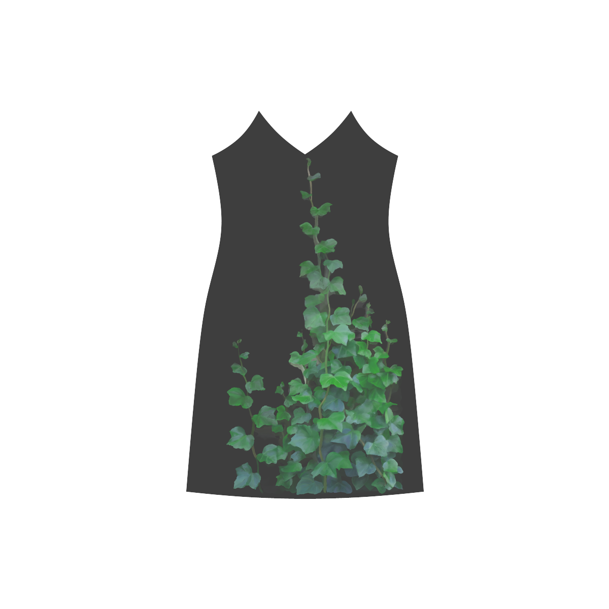 Vines, climbing plant V-Neck Open Fork Long Dress(Model D18)