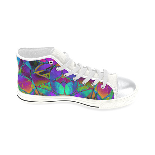 Floral Fractal Art G308 High Top Canvas Women's Shoes/Large Size (Model 017)