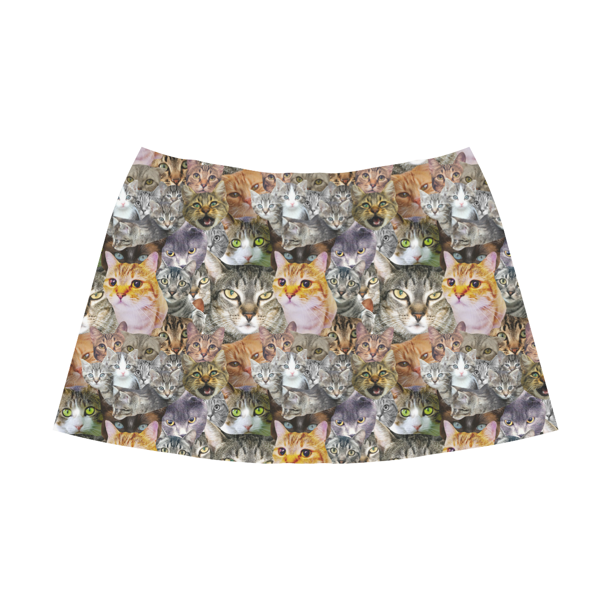 Cat pattern Mnemosyne Women's Crepe Skirt (Model D16)