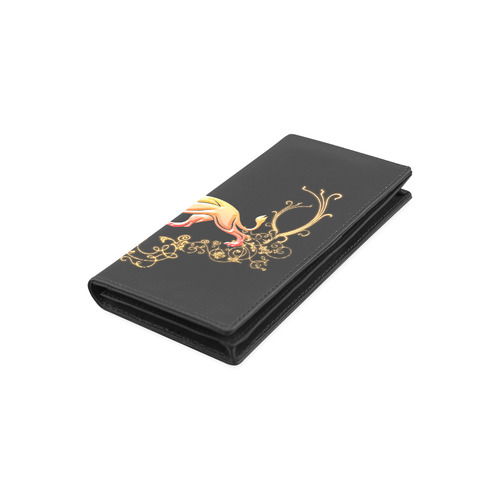 Awesome lion in gold and black Women's Leather Wallet (Model 1611)