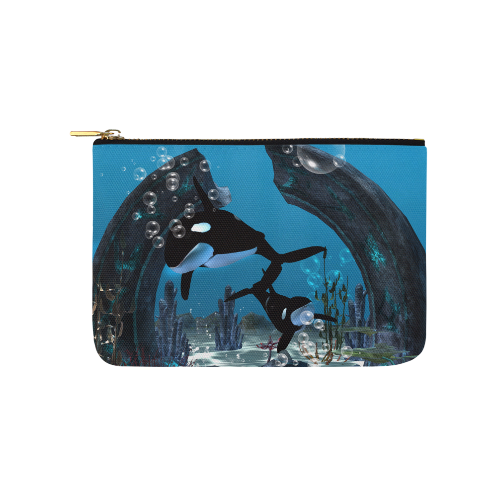 Amazing orcas , underwater world Carry-All Pouch 9.5''x6''