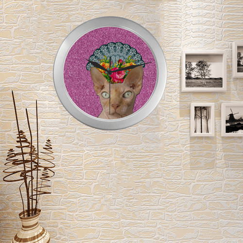 collage_ La Faraona_ gloria sanchez1 Silver Color Wall Clock