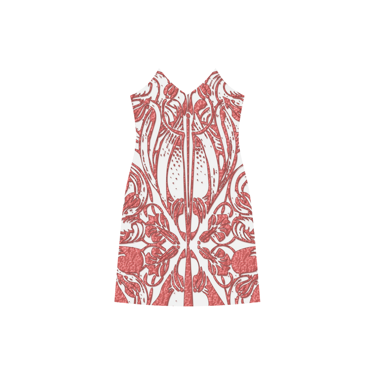 Lace Red V-Neck Open Fork Long Dress(Model D18)