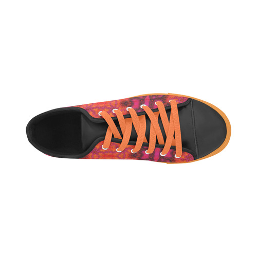 Orange Pink Fractal Pattern Aquila Microfiber Leather Women's Shoes (Model 031)