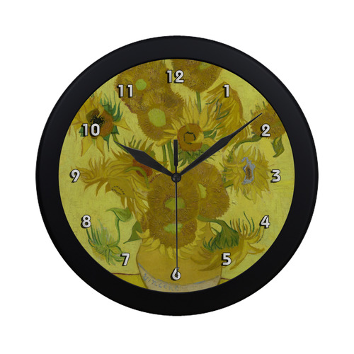 Van Gogh Sunflowers Floral Fine Art Circular Plastic Wall clock