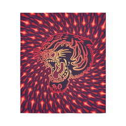 Roaring TIGER TATTOO Red Black EXPLOSION Cotton Linen Wall Tapestry 51"x 60"