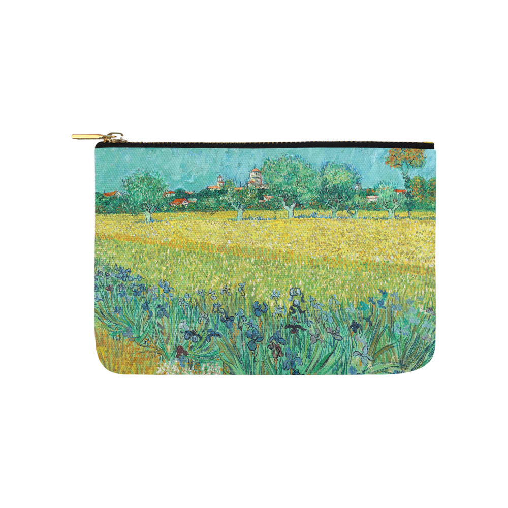 Van Gogh Field Irises Arles Floral Landscape Carry-All Pouch 9.5''x6''