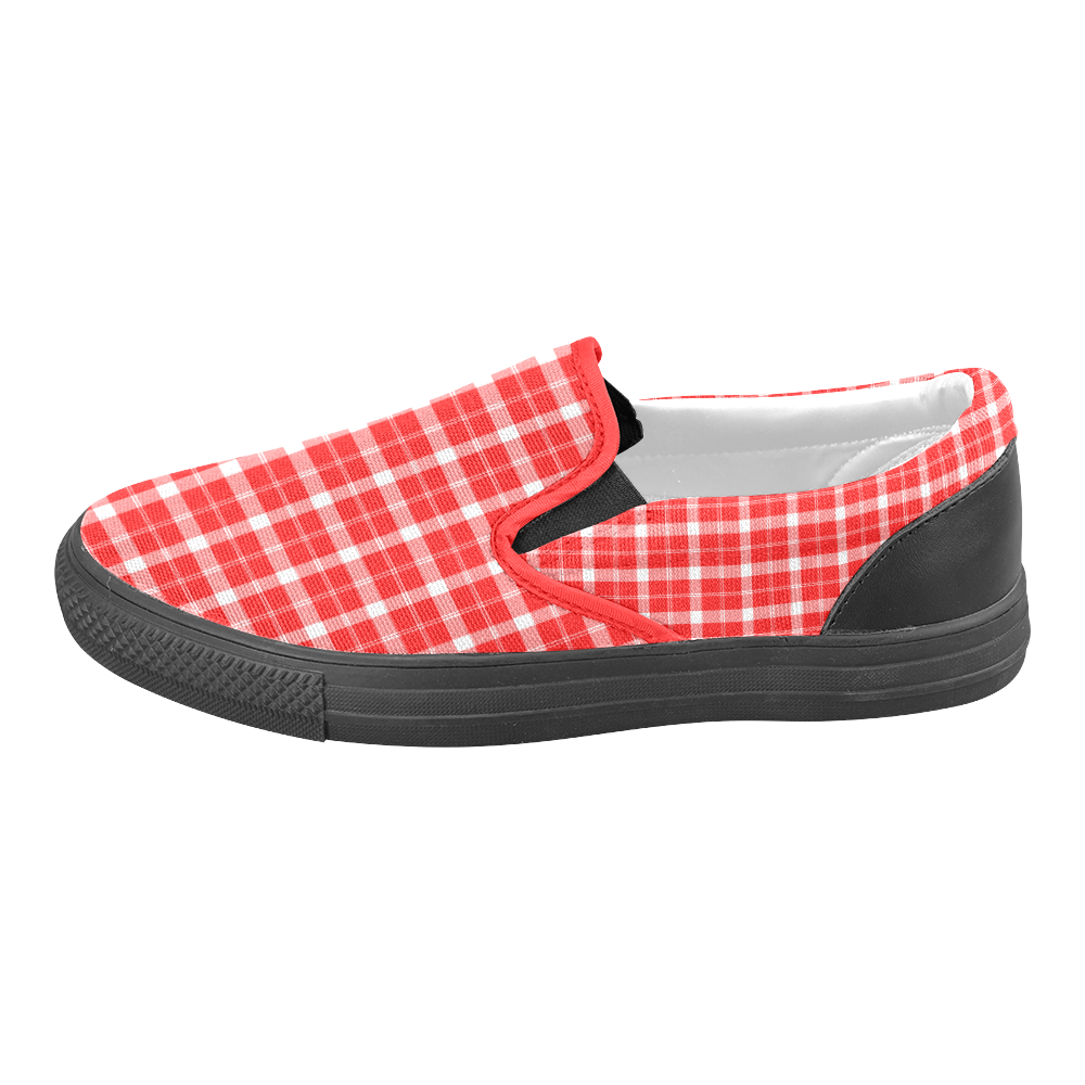 Classic Red Men's Slip-on Canvas Shoes (Model 019) | ID: D1025889