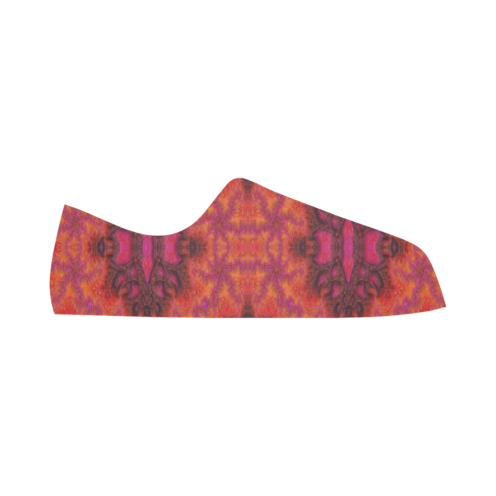 Pink Orange 3D Fractal Pattern Aquila Microfiber Leather Women's Shoes (Model 031)