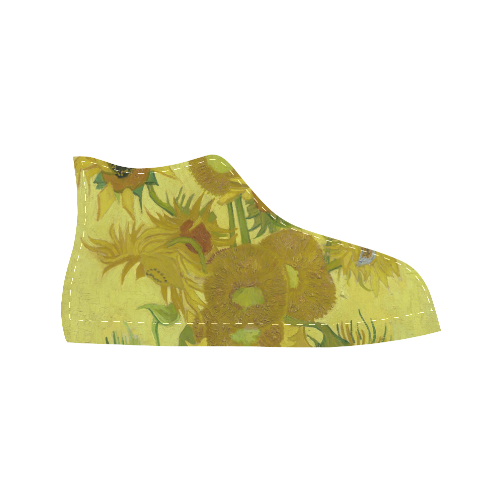 Van Gogh Sunflowers Floral Fine Art Aquila High Top Microfiber Leather Women's Shoes (Model 032)