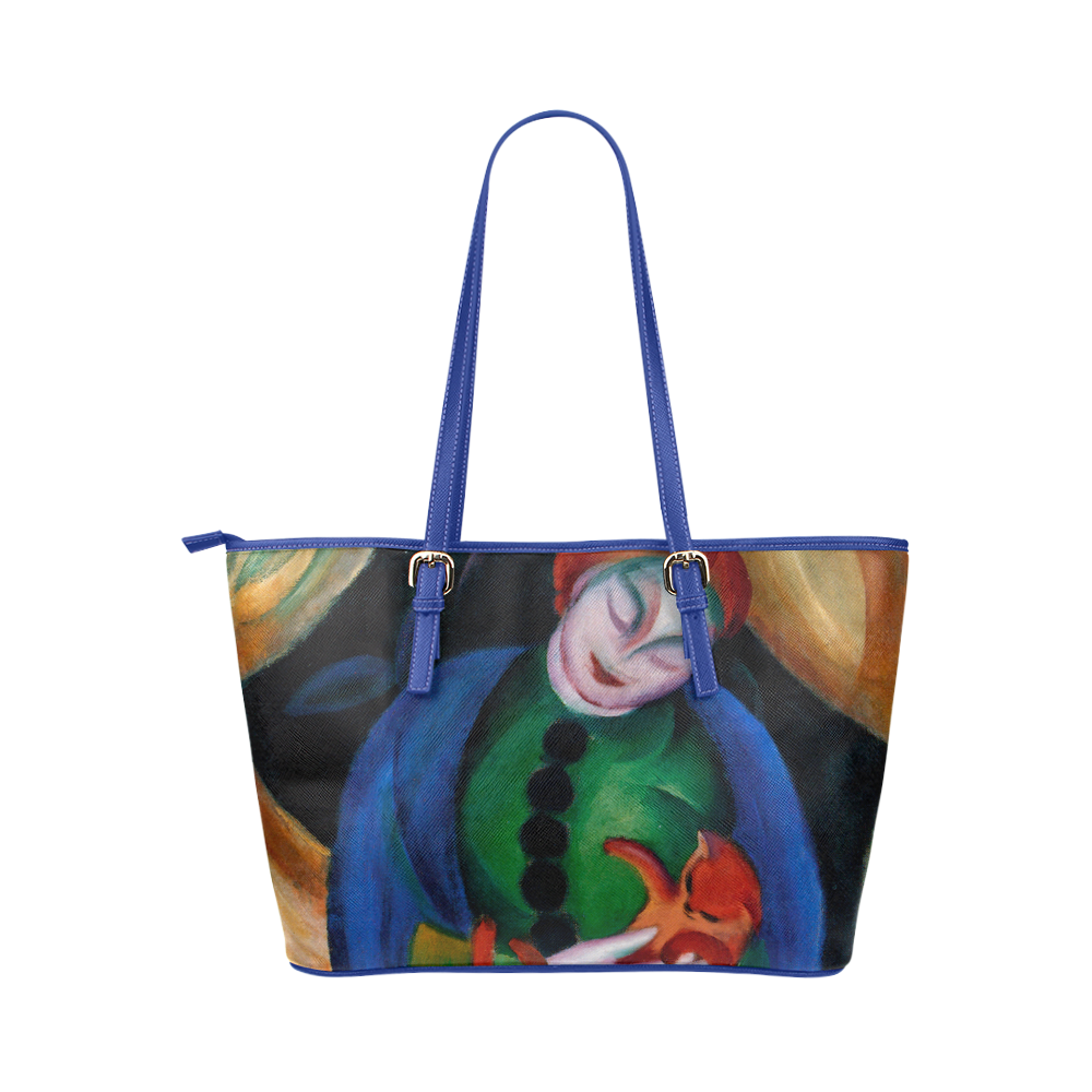 Girl With Cat II Leather Tote Bag/Large (Model 1651)