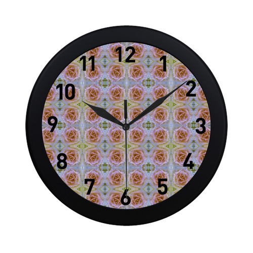 Pink Light Blue Pastel Flowers  watch circular number hand Circular Plastic Wall clock