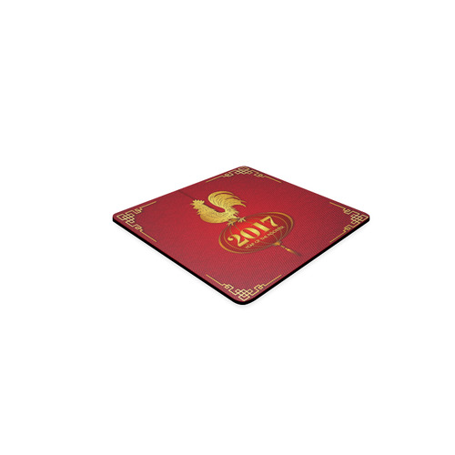 Chinese Year of the Rooster 2017 Red Gold Square Coaster