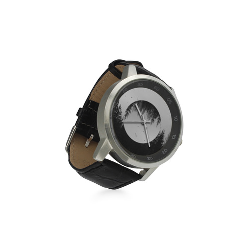 collage_ Somewhere _ Gloria Sánchez Unisex Stainless Steel Leather Strap Watch(Model 202)