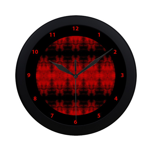 Red Black Gothic Pattern  watch circular number colorful hand 3 Circular Plastic Wall clock