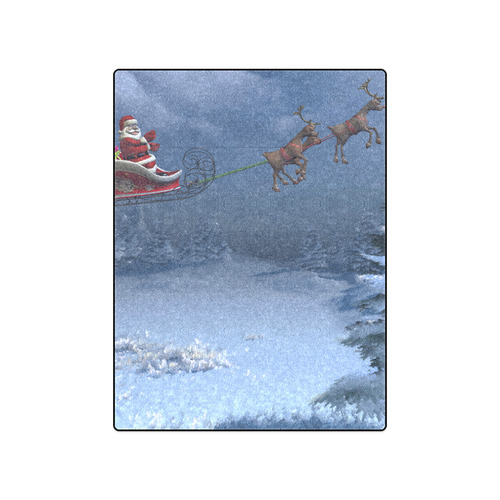 santa with sleigh and reindeers christmas Blanket 50"x60"